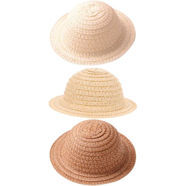 Didiseaon Set 3 Mini Cappelli di Paglia Intrecciati per Bambole - Accessori Artigianali