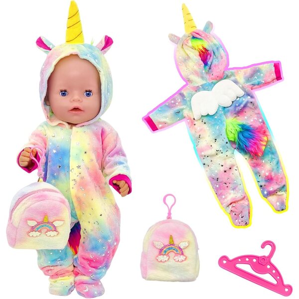 Set 3 vestiti Zouonou per bambole 35-43 cm con ali, code e borse inclusi