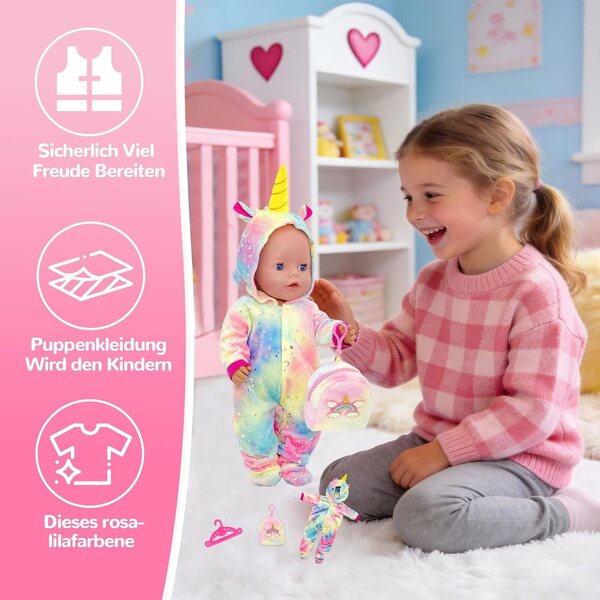 Set 3 vestiti Zouonou per bambole 35-43 cm con ali, code e borse inclusi