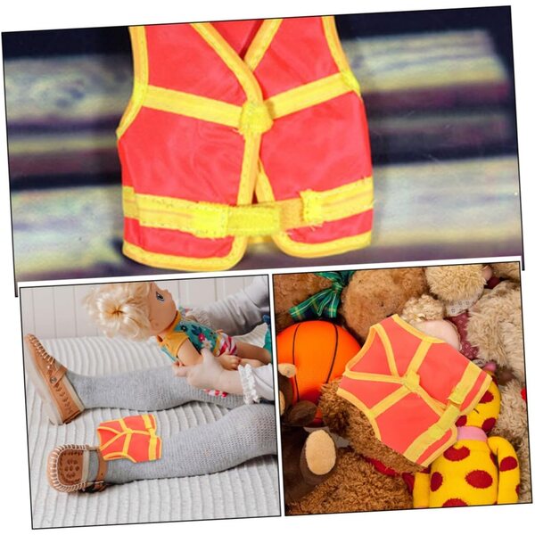 2 Mini Gilet da Costruzione per Bambole Arancione - Accessori Realistici per Gioco e Collezione
