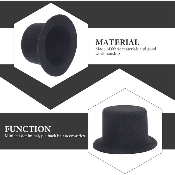 Alasum 2 Pezzi Mini Cappelli a Cilindro 9cm per Bambole e Lavoretti DIY