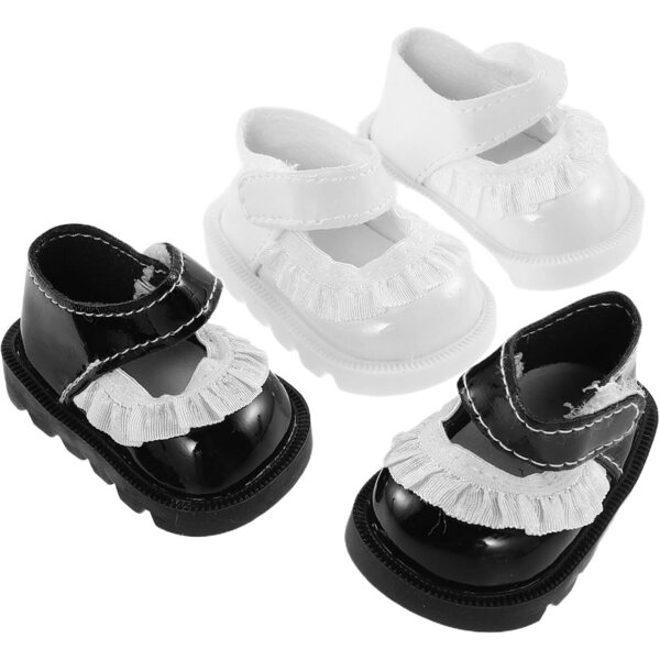 2 Paia Scarpe Miniature per Bambole da 20 cm con Dettagli Eleganti in PU Multicolore