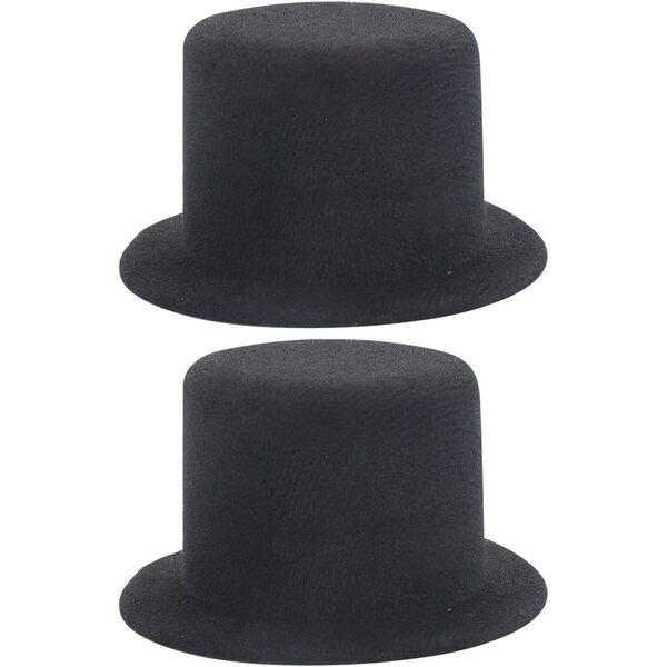 2 Mini Cappelli Nero per Bambole e Animali, Accessori Fai da Te di 9 cm