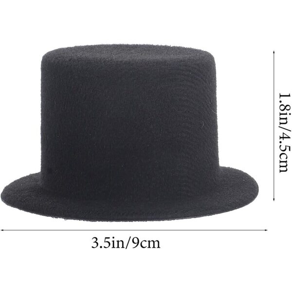 2 Mini Cappelli Nero per Bambole e Animali, Accessori Fai da Te di 9 cm
