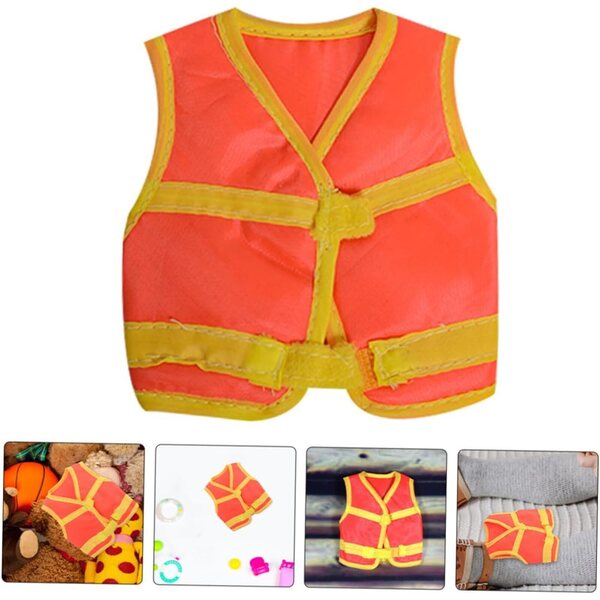 Alasum Set 2 Gilet Miniatura Arancione per Bambole Tema Costruzione Sicurezza