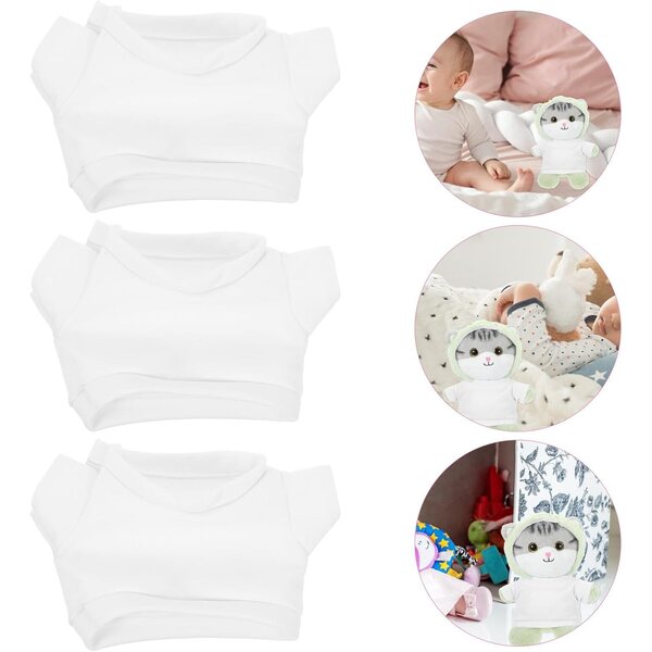Set 6 Magliette Bianche per Orsetti di Peluche da 30 cm - Vestiti Sostituibili in Tessuto Morbido