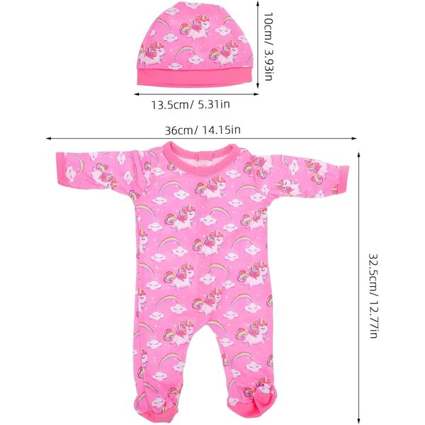 Set vestiti per bambole 18 pollici con tutina e cappello lavabile multicolore