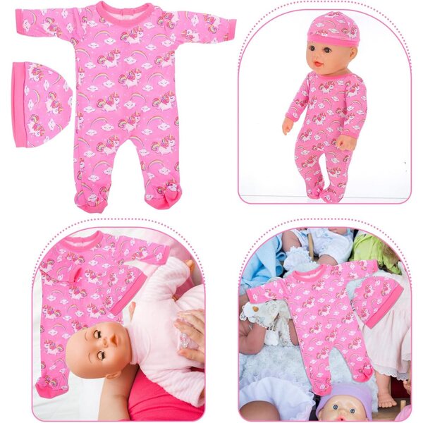 Set vestiti per bambole 18 pollici con tutina e cappello lavabile multicolore