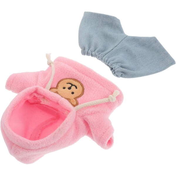 Set Vestitini Morbidi per Bambole di Peluche 20 cm con Felpa e Pantaloni Denim