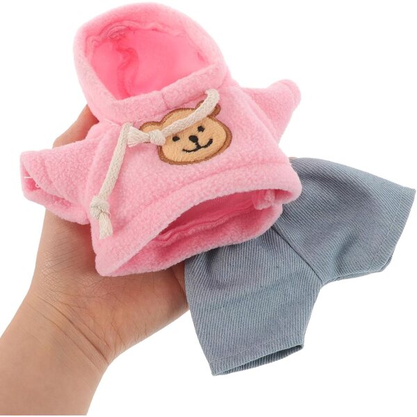 Set Vestitini Morbidi per Bambole di Peluche 20 cm con Felpa e Pantaloni Denim