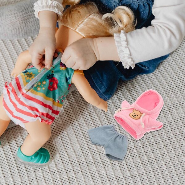 Set Vestitini Morbidi per Bambole di Peluche 20 cm con Felpa e Pantaloni Denim