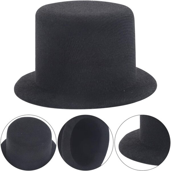 ORFOFE Mini Cappelli Neri 9 cm per Bambole, Accessori Cosplay e Artigianato - Set 2 Pezzi