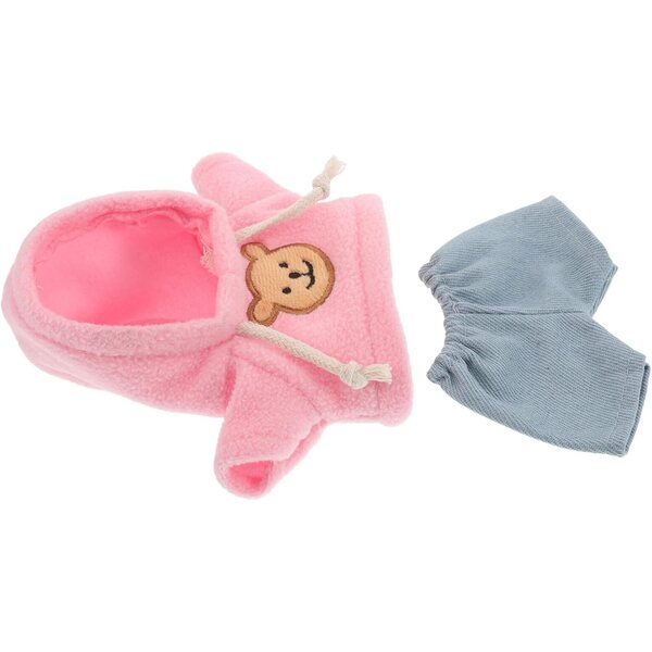20 cm großes Teddybär-Kleidungsset mit rosa Sweatshirt und blauen Jeans