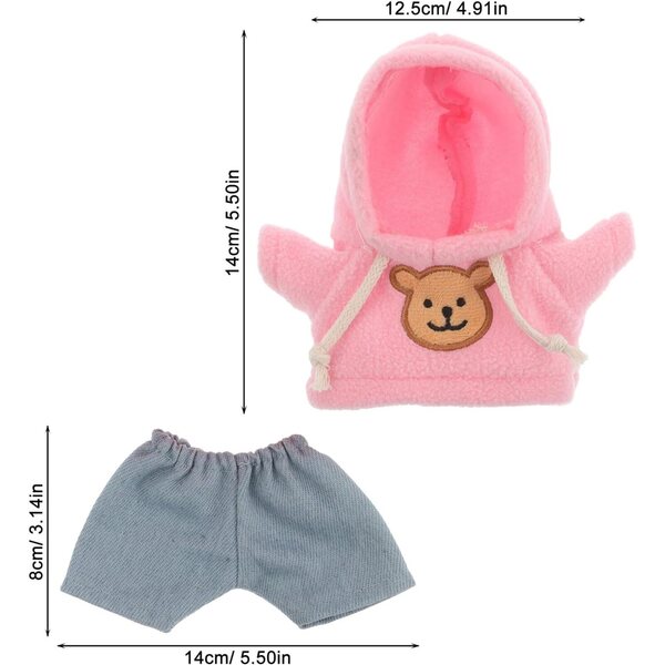 20 cm großes Teddybär-Kleidungsset mit rosa Sweatshirt und blauen Jeans
