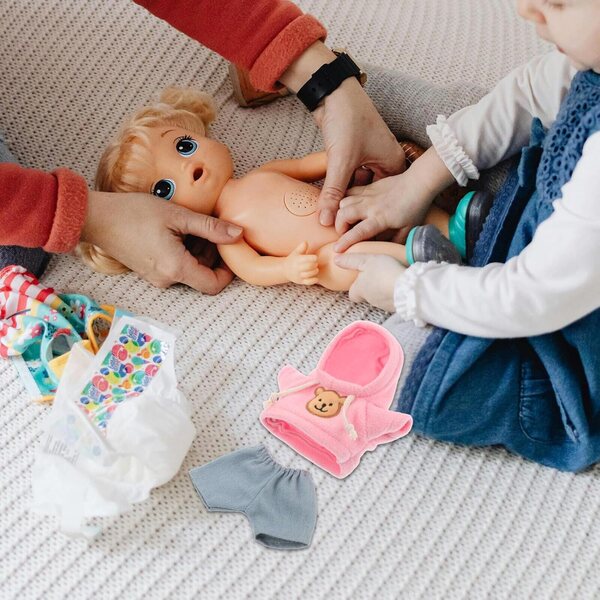 20 cm großes Teddybär-Kleidungsset mit rosa Sweatshirt und blauen Jeans