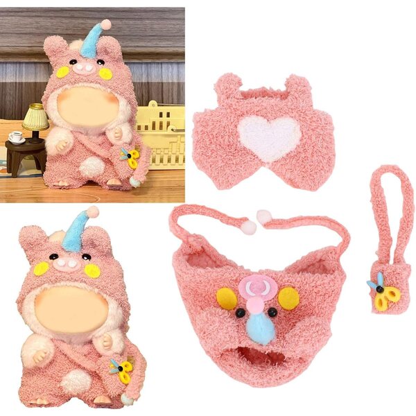 Set Vestiti Bambola 17 cm Tnfeeon con Cappello Maialino e Borsa Rosa