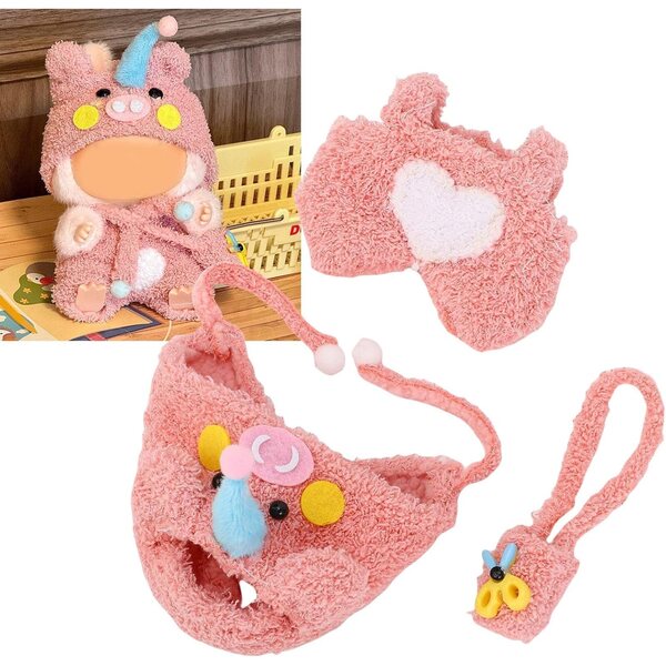 Set Vestiti Bambola 17 cm Tnfeeon con Cappello Maialino e Borsa Rosa