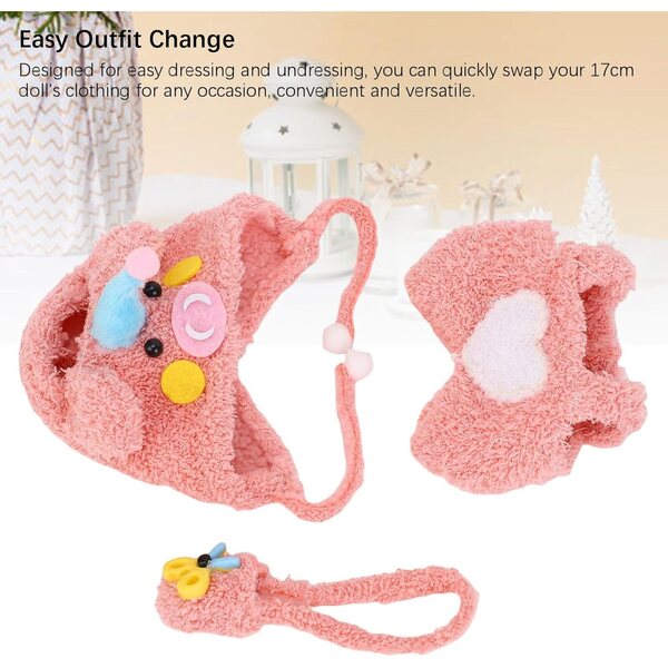 Set Vestiti Bambola 17 cm Tnfeeon con Cappello Maialino e Borsa Rosa