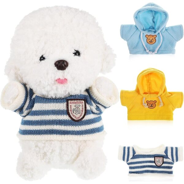 3-teiliges Bekleidungsset für Stofftiere: Pullover und 2 farbige Hoodies