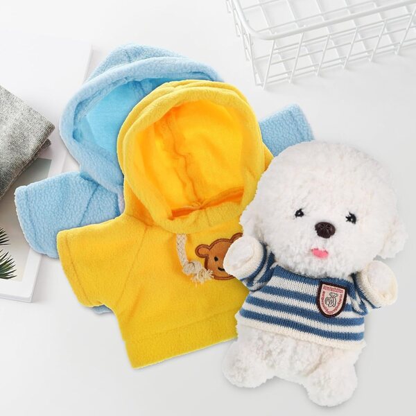 3-teiliges Bekleidungsset für Stofftiere: Pullover und 2 farbige Hoodies