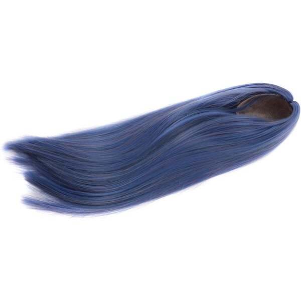 1/4 Hochtemperatur-Puppenperücke aus Seide, lang, gerade, mit blauem Mittelscheitel