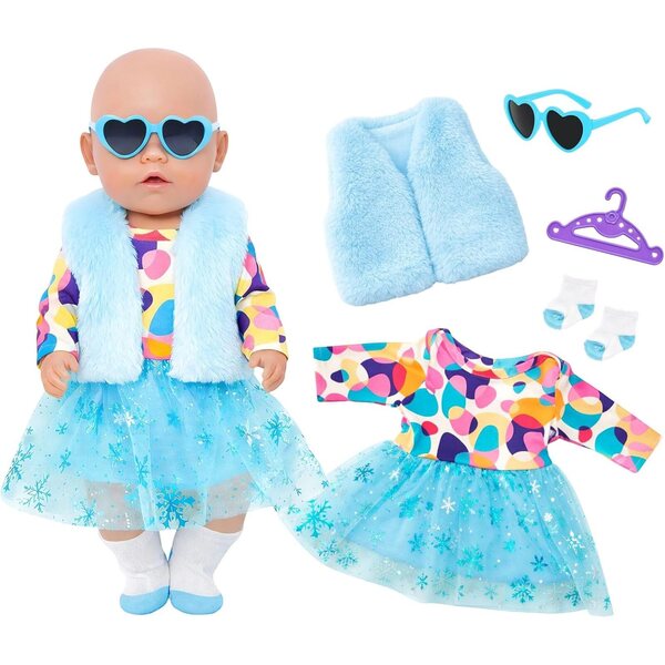 Gilet blu imbottito per bambole 35-45 cm - abbigliamento Zouonou