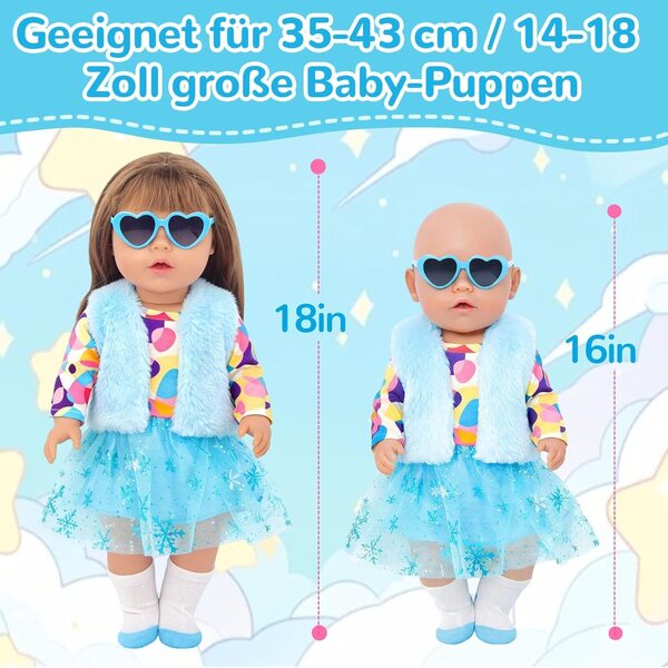 Gilet blu imbottito per bambole 35-45 cm - abbigliamento Zouonou