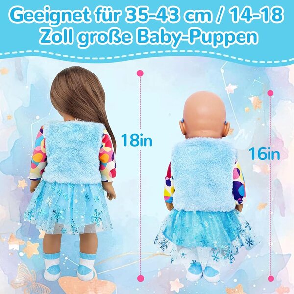 Gilet blu imbottito per bambole 35-45 cm - abbigliamento Zouonou