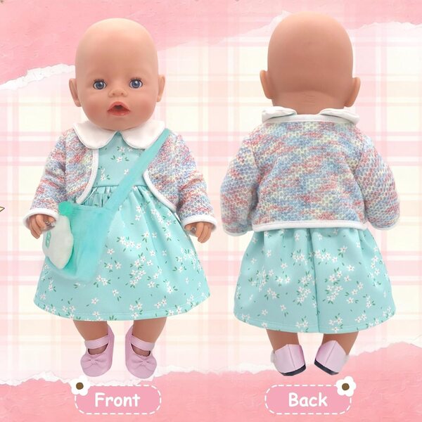 Modisches Kleidungsset für 35–46 cm große Puppen mit rosa und blauen Accessoires YAEGIMHT