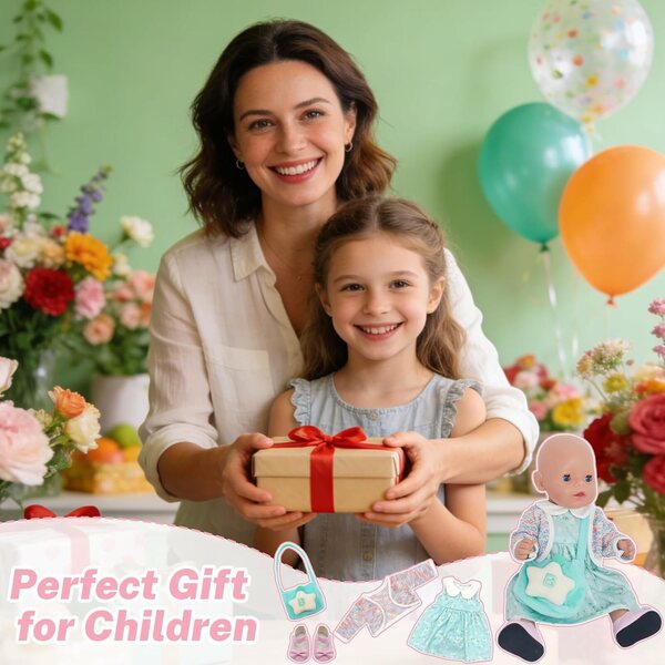 Modisches Kleidungsset für 35–46 cm große Puppen mit rosa und blauen Accessoires YAEGIMHT
