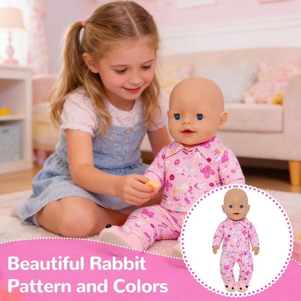 Vestiti Bambola Rosa Bunny - Completo Moda per Bambole Elegante e Carino