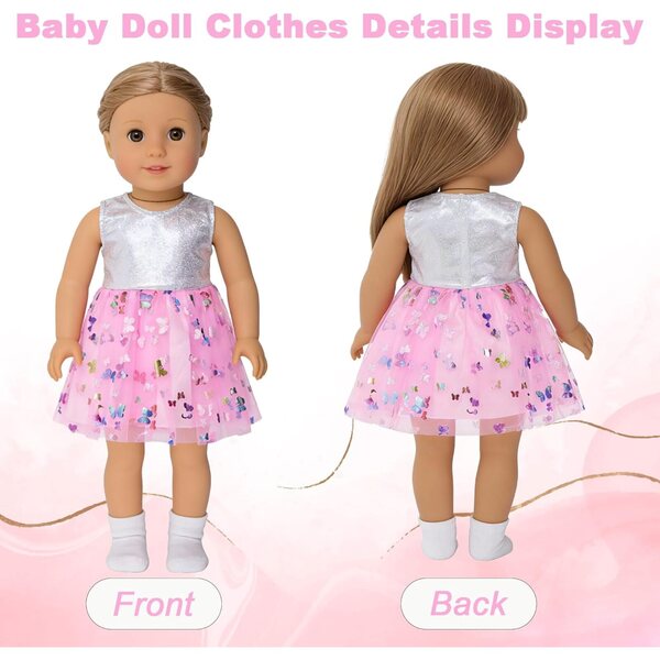 Kleidung für 35–45 cm große Puppen mit rosa Mantel, Tüllrock und Socken