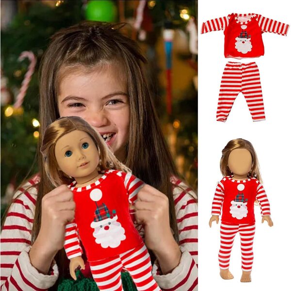 Weihnachtskleidung für 18-Zoll-Puppen mit Beutel und Geburtstagsparty-Zubehör