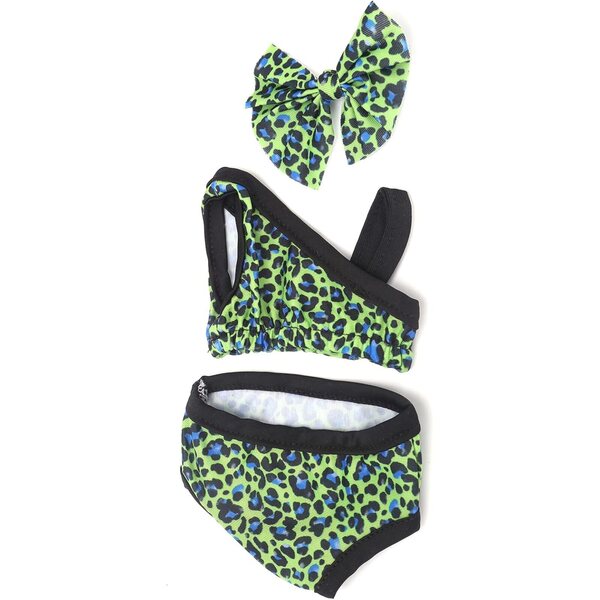 Costume da bagno leopardato per bambole da 18 pollici con fermagli per capelli - Acouto