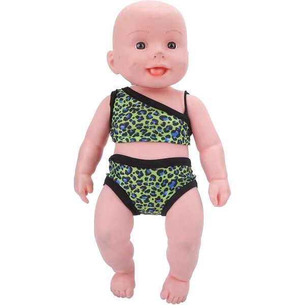 Costume da bagno leopardato per bambole da 18 pollici con fermagli per capelli - Acouto