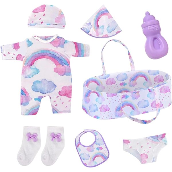 Set Abbigliamento e Accessori Realistici per Bambole 46 cm JINGLING con Culla e Outfit Lavabile