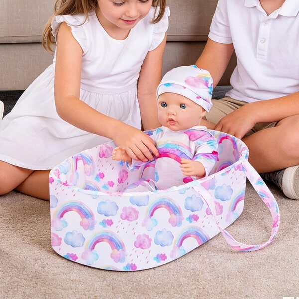 Set Abbigliamento e Accessori Realistici per Bambole 46 cm JINGLING con Culla e Outfit Lavabile