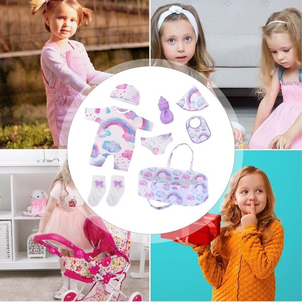 Set Abbigliamento e Accessori Realistici per Bambole 46 cm JINGLING con Culla e Outfit Lavabile