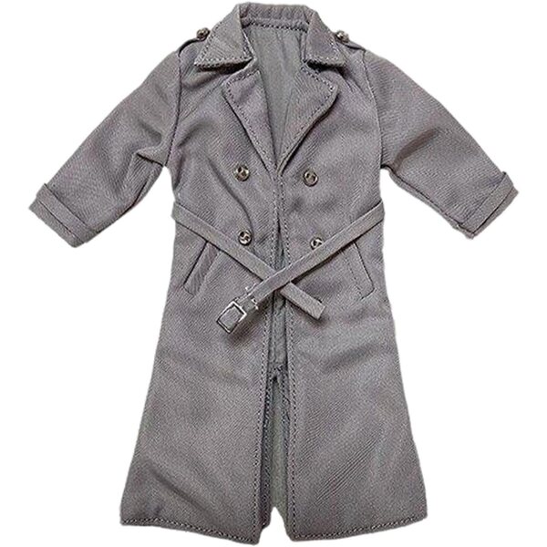 1/8 männlicher Miniatur-Trenchcoat für BJD-Puppen, graues Freizeitkostüm für Actionfigur