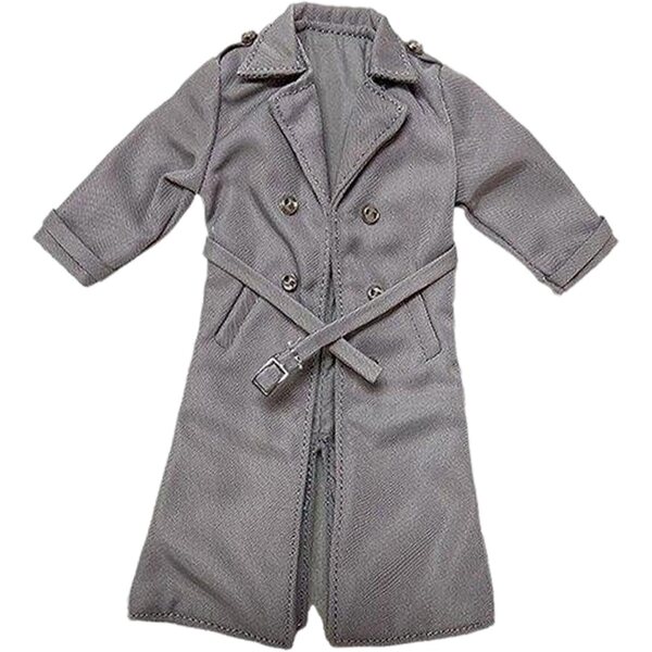 1/8 männlicher Miniatur-Trenchcoat für BJD-Puppen, graues Freizeitkostüm für Actionfigur
