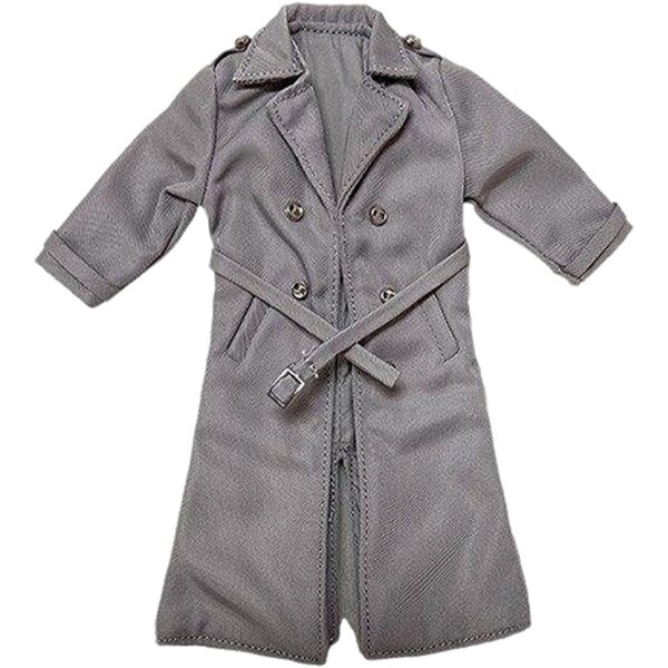 1/8 männlicher Miniatur-Trenchcoat für BJD-Puppen, graues Freizeitkostüm für Actionfigur