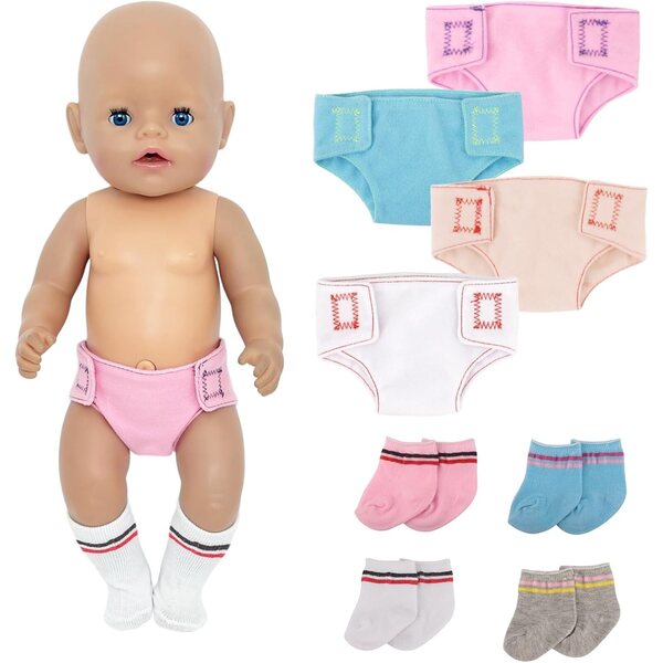 Set mit 4 Windeln und 4 Socken für YAEGIMHT-Puppen, perfektes Zubehör für Spielzeug