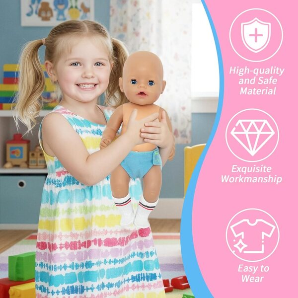 Set mit 4 Windeln und 4 Socken für YAEGIMHT-Puppen, perfektes Zubehör für Spielzeug
