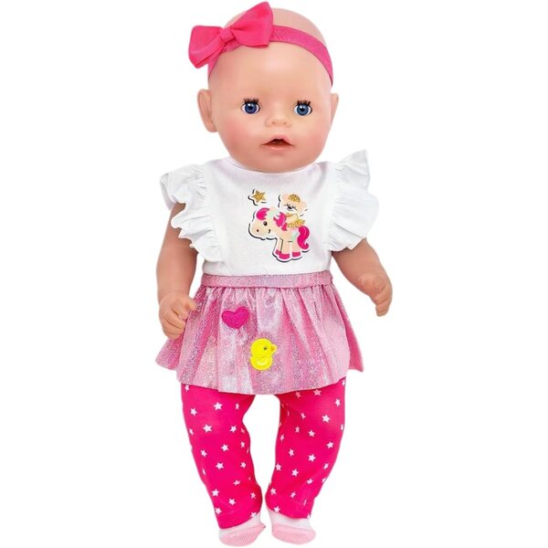Set 5 Vestiti Rosso per Bambole 30-45 cm con Orso Cavallo, Gonna Glitter e Accessori