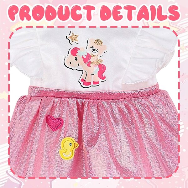 Set 5 Vestiti Rosso per Bambole 30-45 cm con Orso Cavallo, Gonna Glitter e Accessori