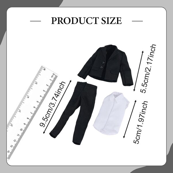 1/12 Miniatur-Anzugset für 6-Zoll-Actionfiguren – Hemd, Jacke, weiße Hose