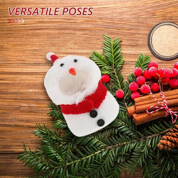 Miniatur-Kleidungsset für Weihnachtspuppen, Plüsch-Schneemannmütze und Schal
