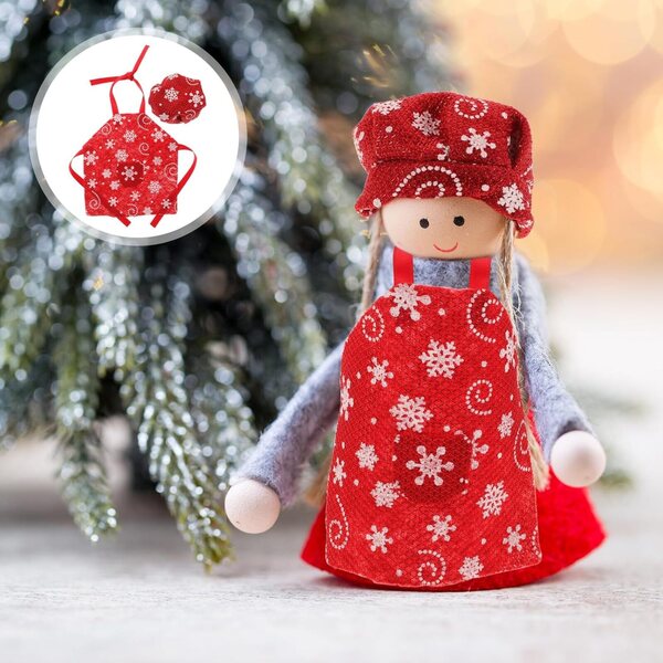 DECHOUS Weihnachts-Kochschürze und Mütze für Miniatur-Puppenhaus OB11