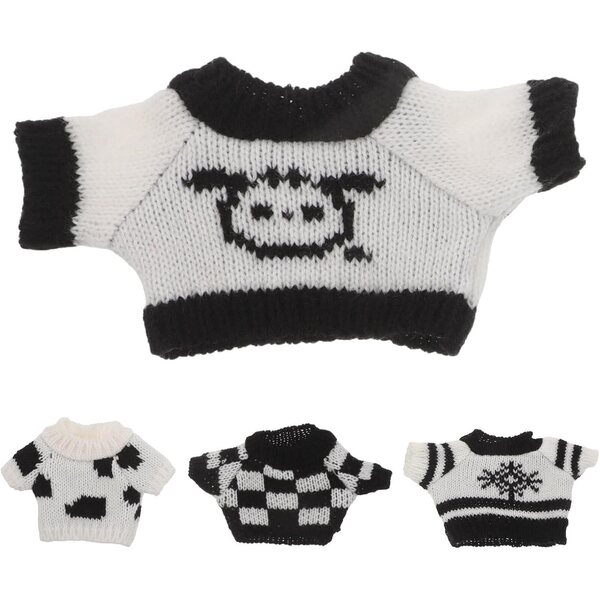 Gatuida Set 4 Maglioni Gotici Nero e Bianco per Orsetti e Bambole di Peluche