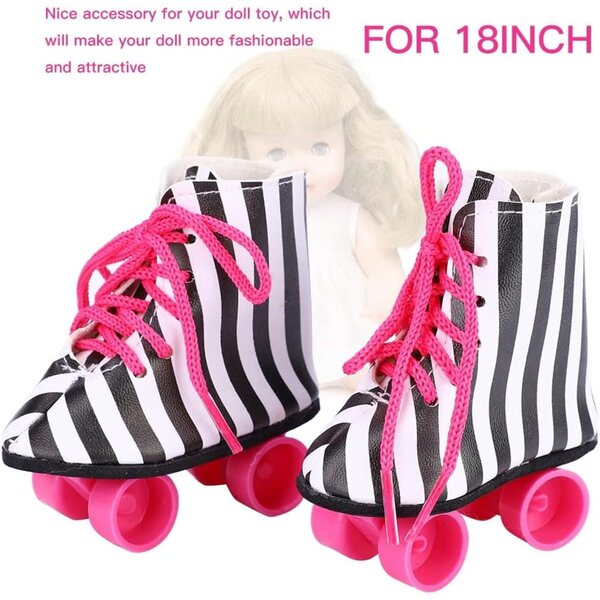 Bewinner Pattini a Rotelle per Bambole 18 Pollici Accessorio Moda Plastica Rosa